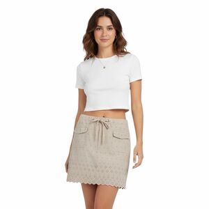 Vintage Frantic Jeans Embroidered Linen Blend Skirt M